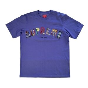 Supreme SS 2019 City Arc New York Tee Purple With Small Imperfection